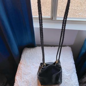 Vintage genuine LJS black leather pouch crossbody